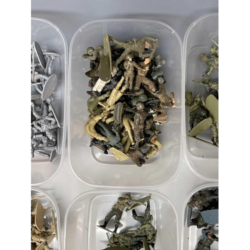 791 - 1960s-1980s Plastic Soldiers. Large quantity of mostly Airfix figures sorted into containers - WWII,... 