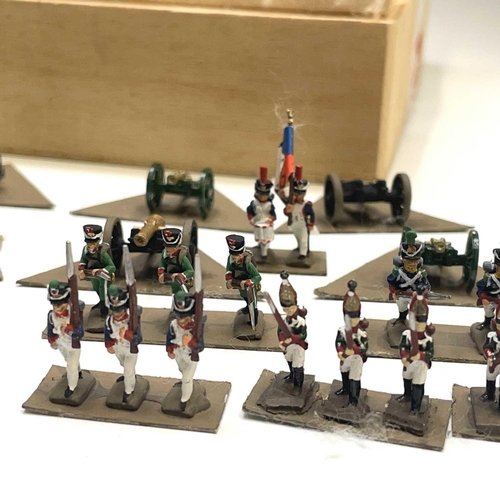 794 - Napoleonic era Wargaming Figures and Equipment. A wooden box containing a large quantity of very wel... 