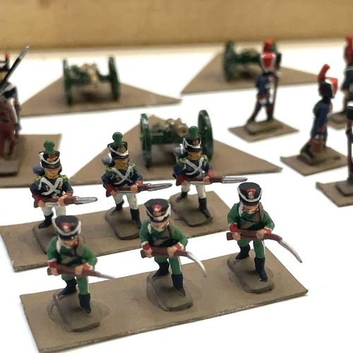 794 - Napoleonic era Wargaming Figures and Equipment. A wooden box containing a large quantity of very wel... 