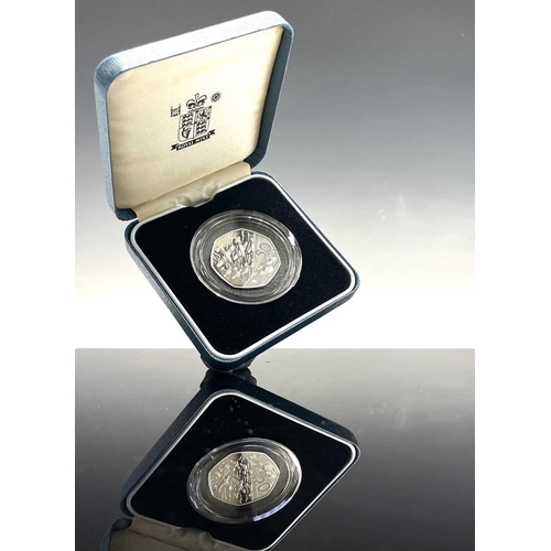 82 - G.B Silver Piedfort 50 Pence cased Silver Proof Coins (x4). Comprising 1994 D Day Commemorative silv... 