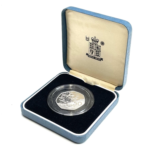 82 - G.B Silver Piedfort 50 Pence cased Silver Proof Coins (x4). Comprising 1994 D Day Commemorative silv... 