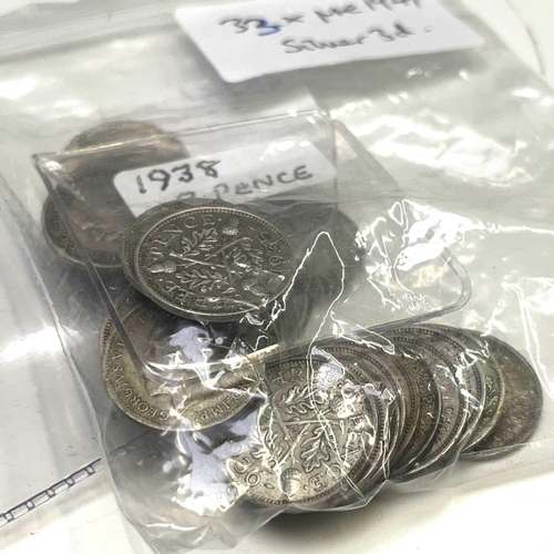 84 - Great Britain 19th and 20th Century Silver and Copper Coinage. Comprising 52 x pre 1920 silver 3d co... 