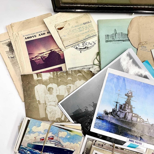 903 - HMS Renown, Naval Photographs, Postcards and other ephemera. Lot comprises a framed and glazed photo... 