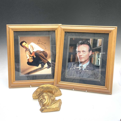 925 - Signed Film / TV Star Photographs and Gilt Bust. Comprising 3 items: 1: X Files Interest - signed Da... 