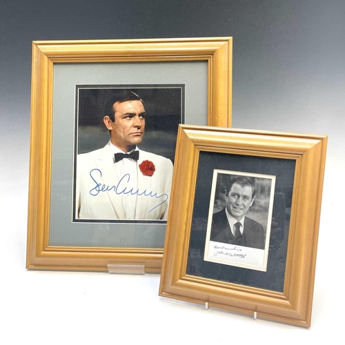 926 - Signed Film/TV Star Photographs. Comprising 2 items: 1: Sean Connery - in iconic James Bond pose. Fr... 