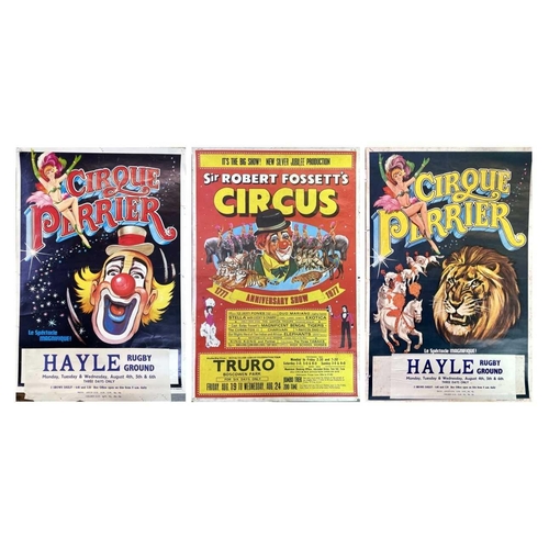 932 - Circus Posters - Cornwall Interest. 3 1970's Posters - 2 for Cirque Perrier, Hayle Rugby Ground and ... 