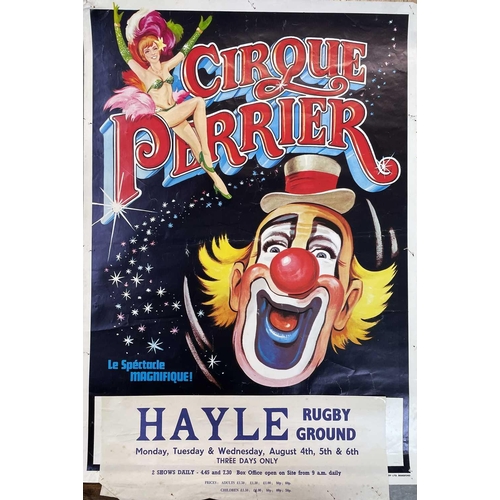 932 - Circus Posters - Cornwall Interest. 3 1970's Posters - 2 for Cirque Perrier, Hayle Rugby Ground and ... 