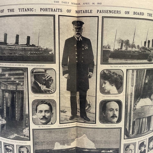 933 - Titanic - Daily Mirror 16/4/1912. Very interesting newspaper giving numerous reports about the Titan... 