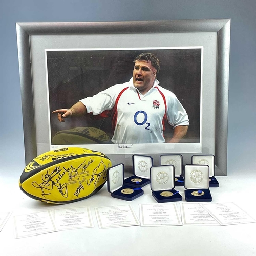 938 - Rugby memorabilia 2002-03 Season. Comprising: 1: A signed Adidas Spiral International Rugby ball sig... 