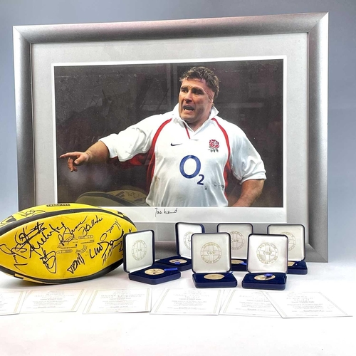 938 - Rugby memorabilia 2002-03 Season. Comprising: 1: A signed Adidas Spiral International Rugby ball sig... 