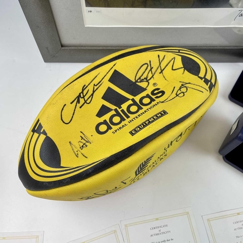 938 - Rugby memorabilia 2002-03 Season. Comprising: 1: A signed Adidas Spiral International Rugby ball sig... 