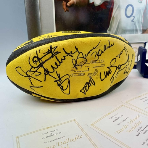 938 - Rugby memorabilia 2002-03 Season. Comprising: 1: A signed Adidas Spiral International Rugby ball sig... 