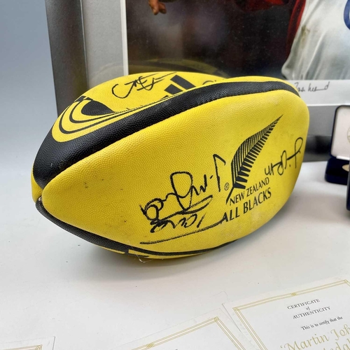 938 - Rugby memorabilia 2002-03 Season. Comprising: 1: A signed Adidas Spiral International Rugby ball sig... 