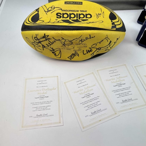 938 - Rugby memorabilia 2002-03 Season. Comprising: 1: A signed Adidas Spiral International Rugby ball sig... 