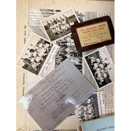 943 - Camborne Interest - Large quantity of Photos and Ephemera mostly relating to Camborne/Redruth. Previ... 