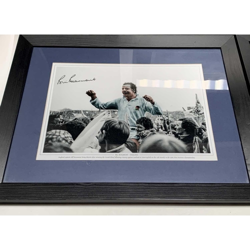 946 - Signed Rugby Photographs - Lot comprises 3 framed and glazed photographs, 22 inches x 18 inches, of ... 