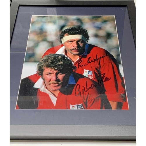 946 - Signed Rugby Photographs - Lot comprises 3 framed and glazed photographs, 22 inches x 18 inches, of ... 