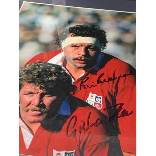 946 - Signed Rugby Photographs - Lot comprises 3 framed and glazed photographs, 22 inches x 18 inches, of ... 