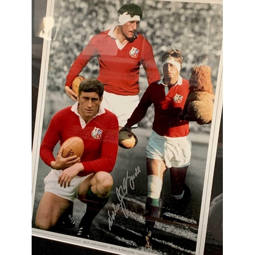 946 - Signed Rugby Photographs - Lot comprises 3 framed and glazed photographs, 22 inches x 18 inches, of ... 