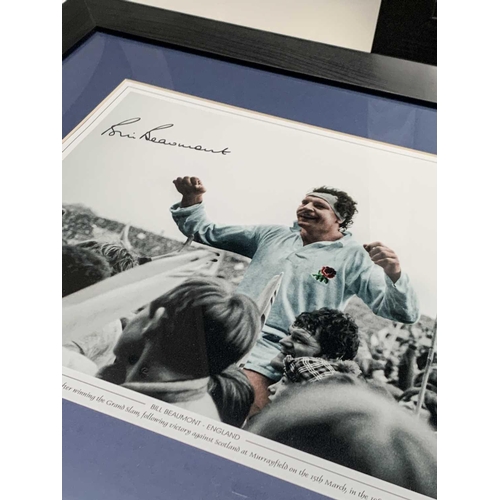 946 - Signed Rugby Photographs - Lot comprises 3 framed and glazed photographs, 22 inches x 18 inches, of ... 