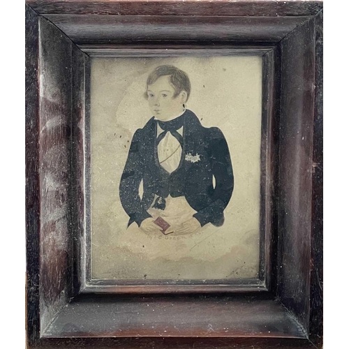1458 - English School 19th Century watercolour Portrait of a Gentleman. signed and dated I.G Green 1833 12.... 