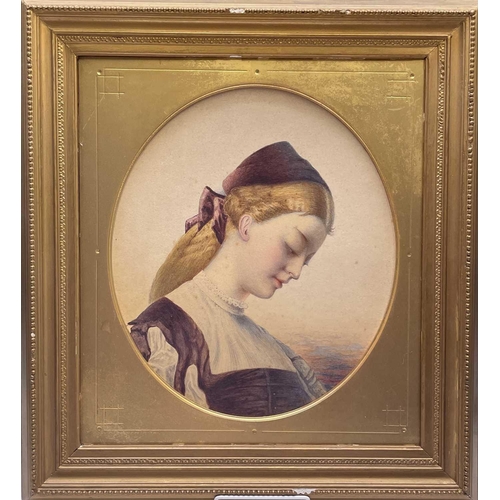 1460 - J. SIDEBOTHAM (XIX) English School watercolour on card Portrait of a girl signed and dated 1876 imag... 