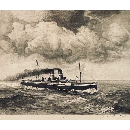 1464 - Johannes GRAADT VAN ROGGEN (1867-1959) Etching Steamship 48.5cm x 40cm