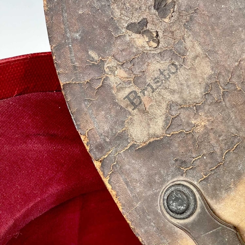 2804 - A Victorian top hat, labelled for D.Parsley, No 20, Clare Street, Bristol, in leather case, overall ... 