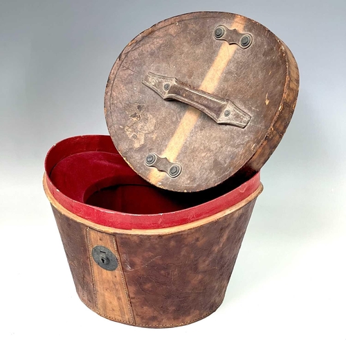 2804 - A Victorian top hat, labelled for D.Parsley, No 20, Clare Street, Bristol, in leather case, overall ... 