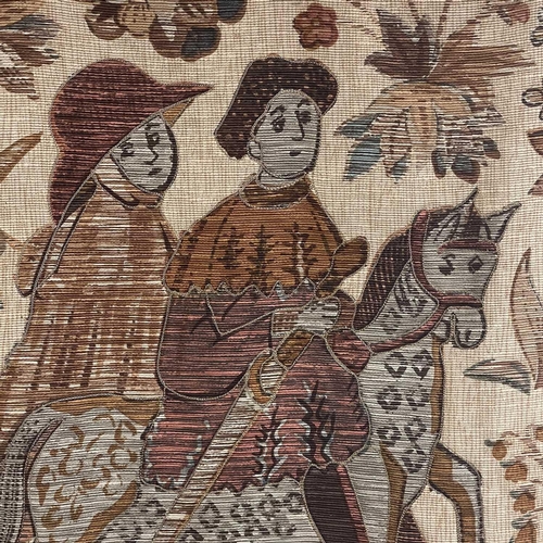 2809 - A modern machine made tapestry of a bucolic scene, 80cm x 113cm together with another textile.
