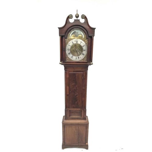 2902 - William Robson, North Shields a brass faced eight day longcase clock., with painted arch moon phase ... 