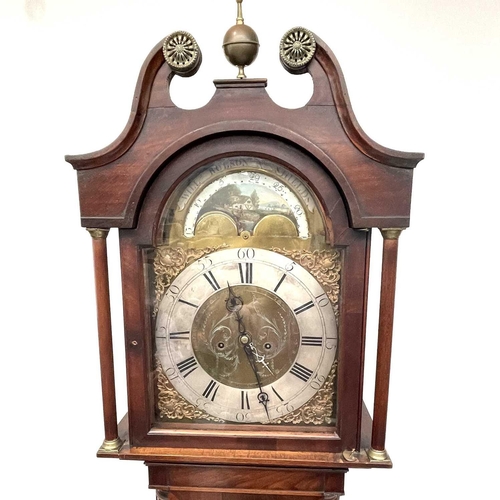 2902 - William Robson, North Shields a brass faced eight day longcase clock., with painted arch moon phase ... 