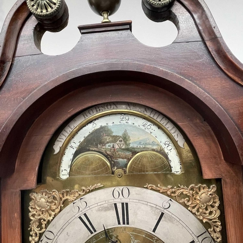 2902 - William Robson, North Shields a brass faced eight day longcase clock., with painted arch moon phase ... 