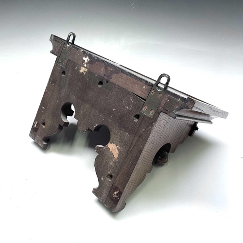 2903 - A German Winterhalder and Hofmeier oak architectural bracket clock, with turned finials and matt bra... 