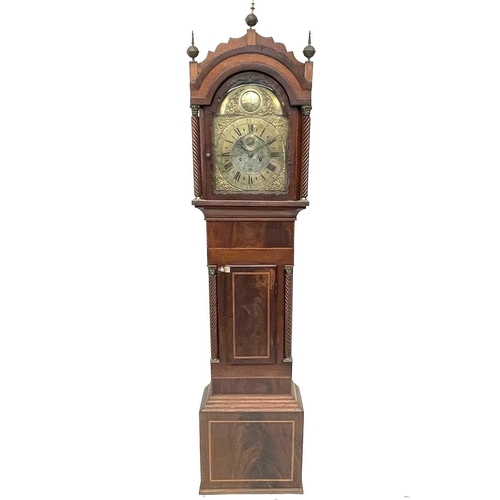 2911 - A 19th century eight day longcase clock, the brass arched dial signed Tho Wills St Austle (sic), the... 