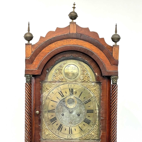 2911 - A 19th century eight day longcase clock, the brass arched dial signed Tho Wills St Austle (sic), the... 