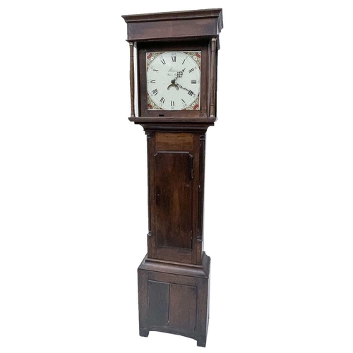 2913 - A 19th century oak 30 hour longcase clock, the square painted dial signed Mathews Welsh Pool, height... 