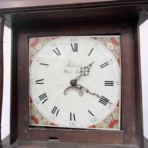 2913 - A 19th century oak 30 hour longcase clock, the square painted dial signed Mathews Welsh Pool, height... 