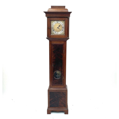 2918 - A mahogany 'Grandmother' longcase clock, 20th century, with square brass face and eight day movement... 