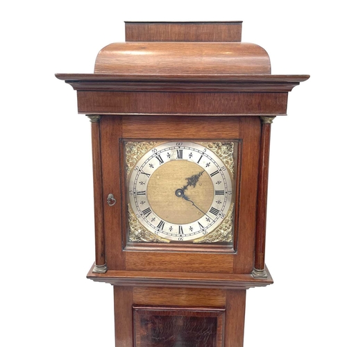2918 - A mahogany 'Grandmother' longcase clock, 20th century, with square brass face and eight day movement... 