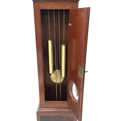 2918 - A mahogany 'Grandmother' longcase clock, 20th century, with square brass face and eight day movement... 