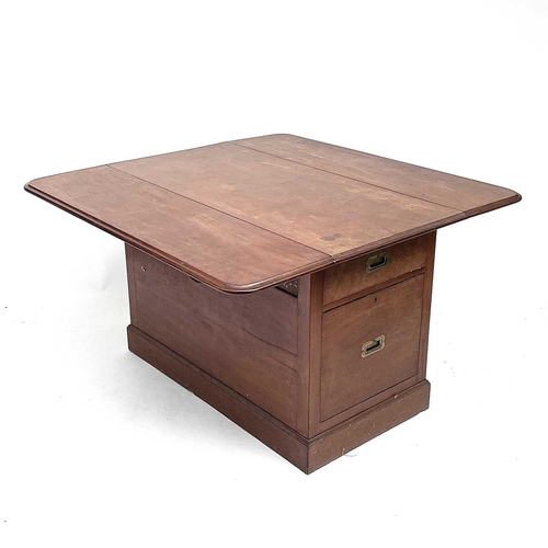 3007 - A Victorian mahogany shop/folio drop leaf table with an arrangement double sided fitted drawers, hei... 