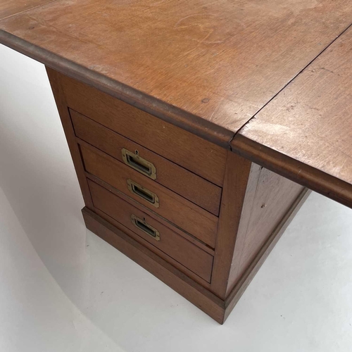 3007 - A Victorian mahogany shop/folio drop leaf table with an arrangement double sided fitted drawers, hei... 