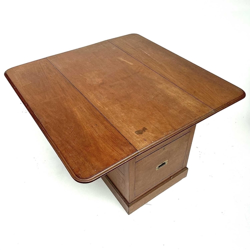 3007 - A Victorian mahogany shop/folio drop leaf table with an arrangement double sided fitted drawers, hei... 