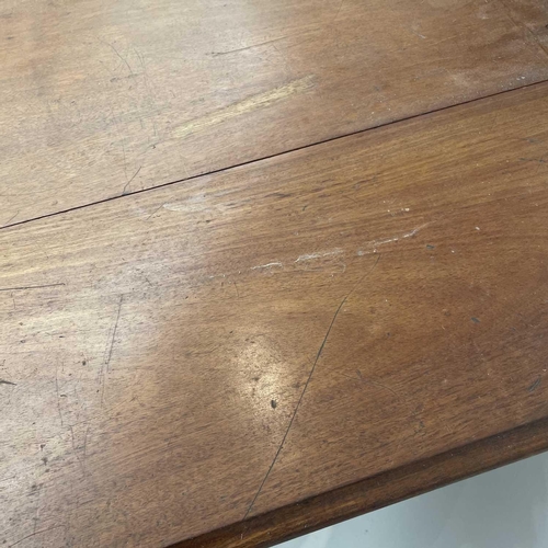 3007 - A Victorian mahogany shop/folio drop leaf table with an arrangement double sided fitted drawers, hei... 