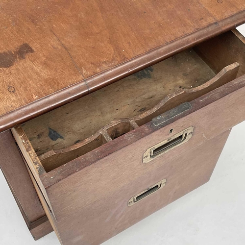 3007 - A Victorian mahogany shop/folio drop leaf table with an arrangement double sided fitted drawers, hei... 