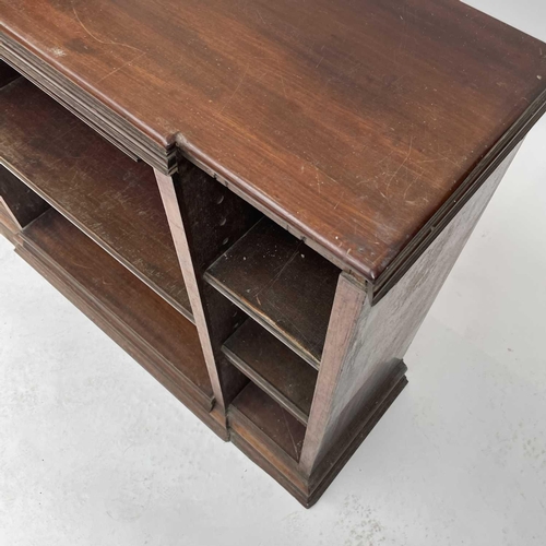 3084 - A 19th century rosewood open bookcase, possibly Colonial, with a slight breakfront and fitted adjust... 