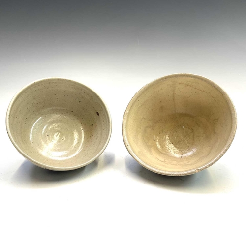 838 - Two Leach studio pottery bowls, each painted with the Z pattern, impressed seal marks, diameter 13.5... 