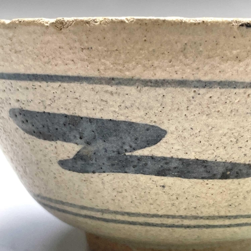838 - Two Leach studio pottery bowls, each painted with the Z pattern, impressed seal marks, diameter 13.5... 