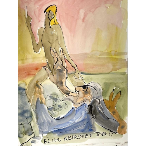 1 - Sven BERLIN (1911-1999) The Book of Job A series of 25 watercolour and ink illustrations Each monogr... 